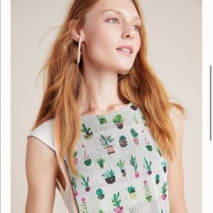 Women's Sleeveless Cactus Print Top - White